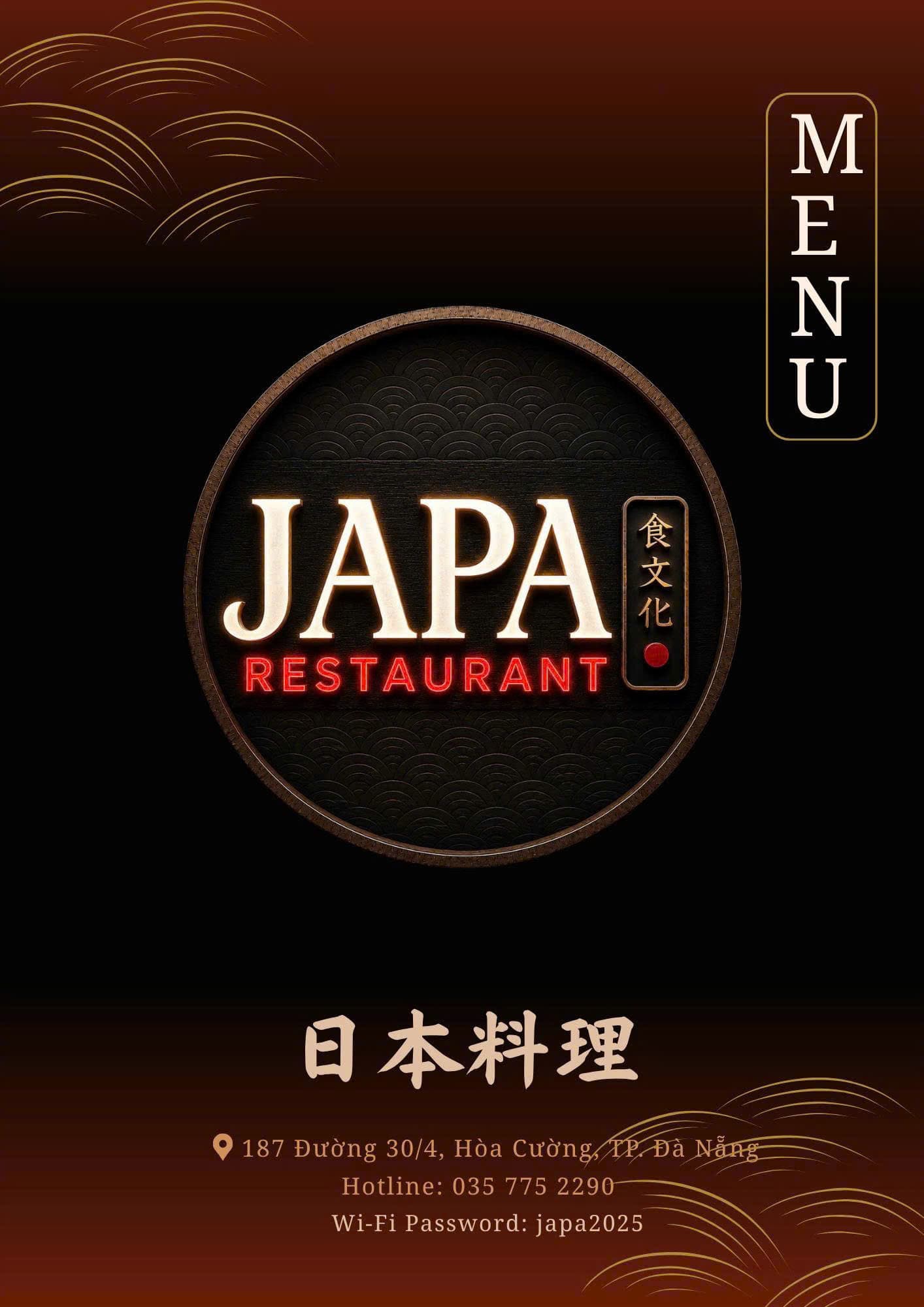 JAPA Restaurant menu cover